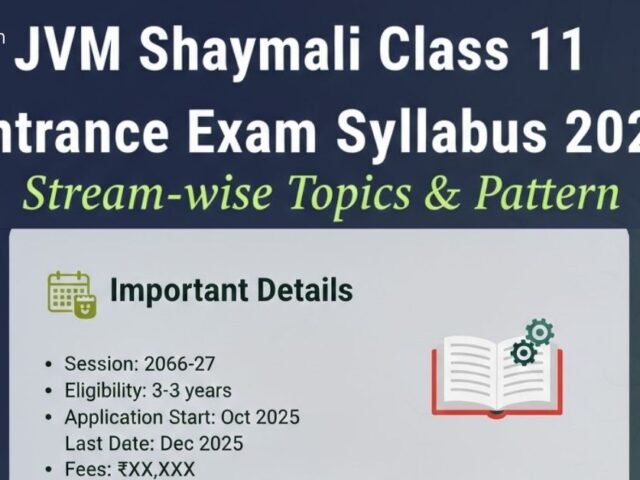 JVM Shyamali Class 11 Entrance Exam Syllabus 2026: Stream-wise Topics & Pattern