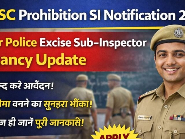 BPSSC Prohibition SI Notification 2026: Bihar Police Excise Sub-Inspector Vacancy Update