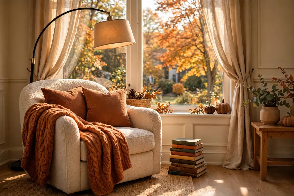 Fall living room decor idea: Carve Out a Reading Nook with a Floor Lamp