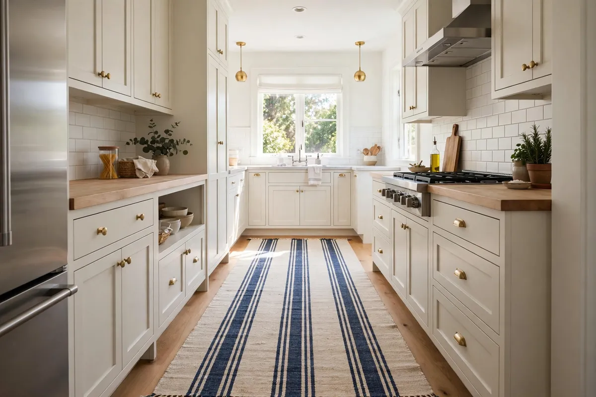 Small kitchen decor idea: Lay a Runner to Define the Space