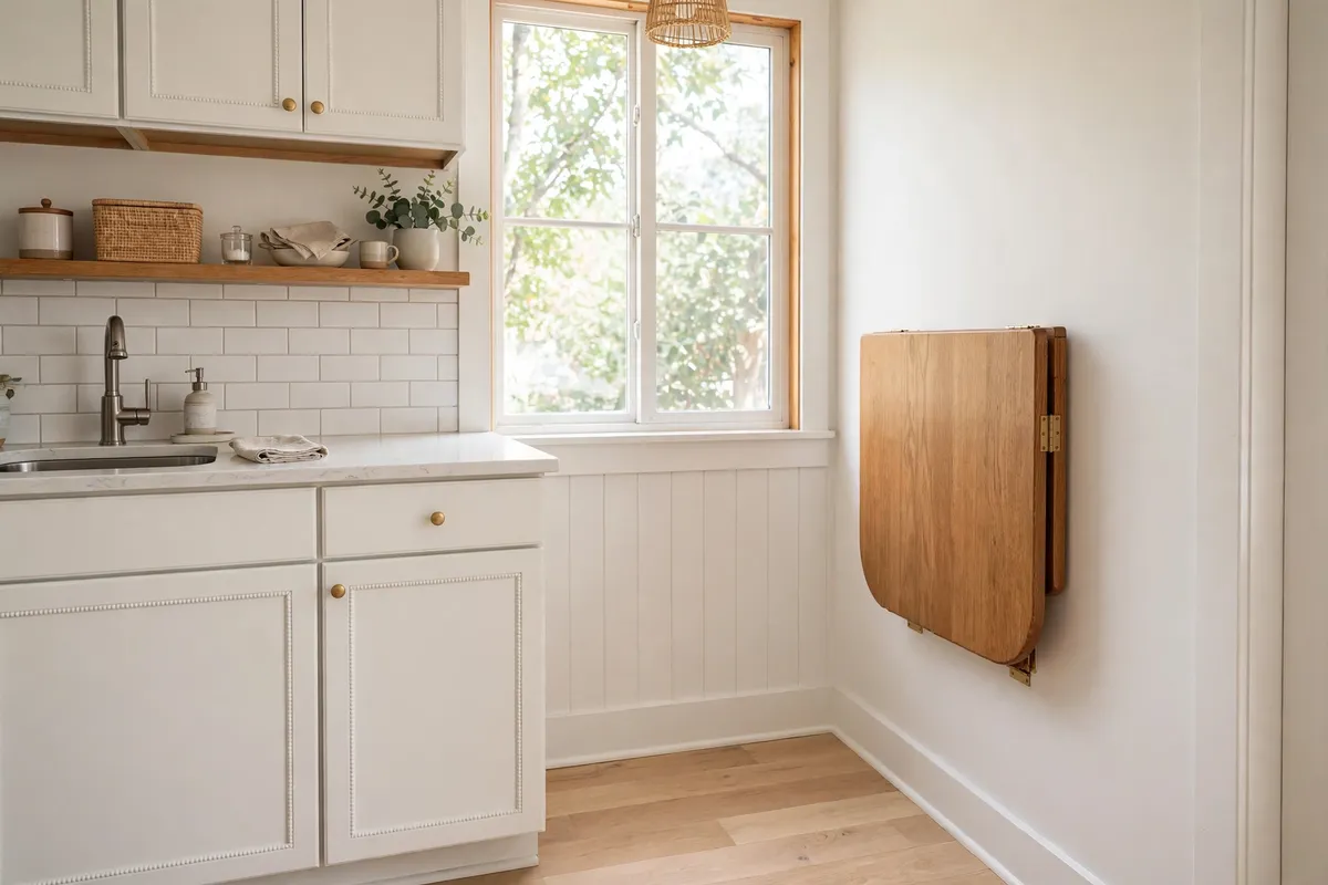 Small kitchen decor idea: Use a Drop-Leaf Table Instead of an Island