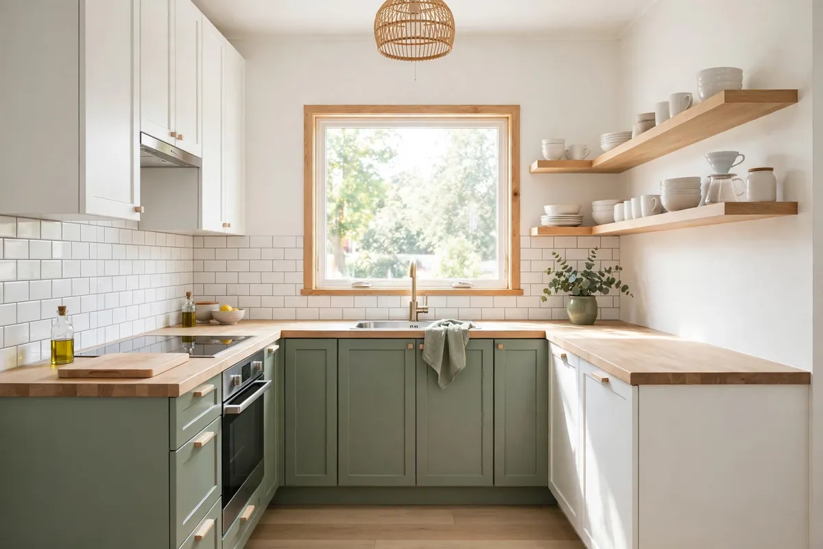 Small kitchen decor idea: Stick to a Three-Color Palette