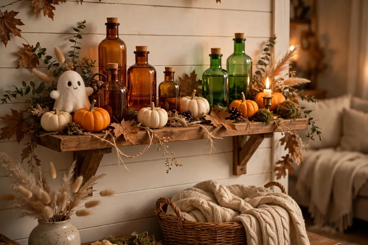 Halloween decor idea 6: A Potion Shelf From a Witch's Kitchen — cozy American home Halloween decoration photo