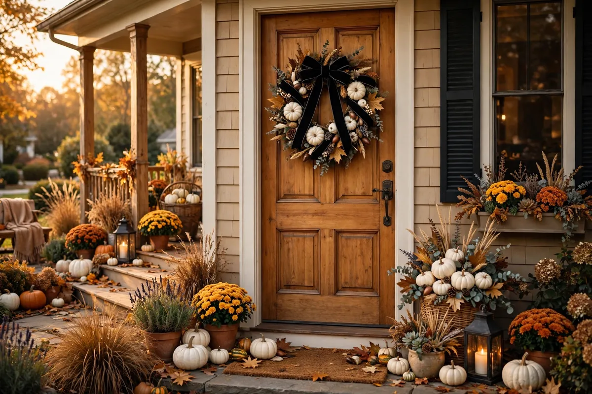 Halloween decor idea 21: A Black Velvet Wreath (Classy, Not Costume-y) — cozy American home Halloween decoration photo