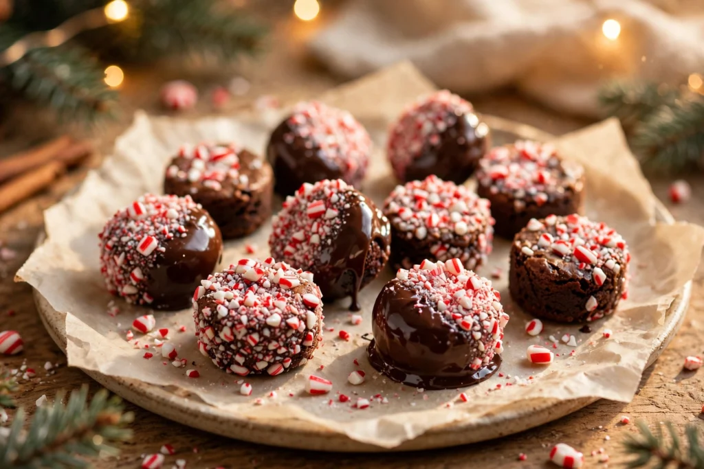 No-Bake Peppermint Brownie Bites