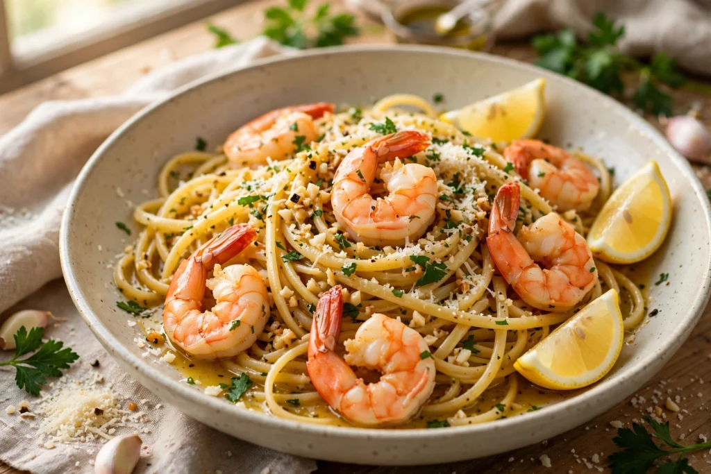 One-Pot Garlic Butter Shrimp Pasta