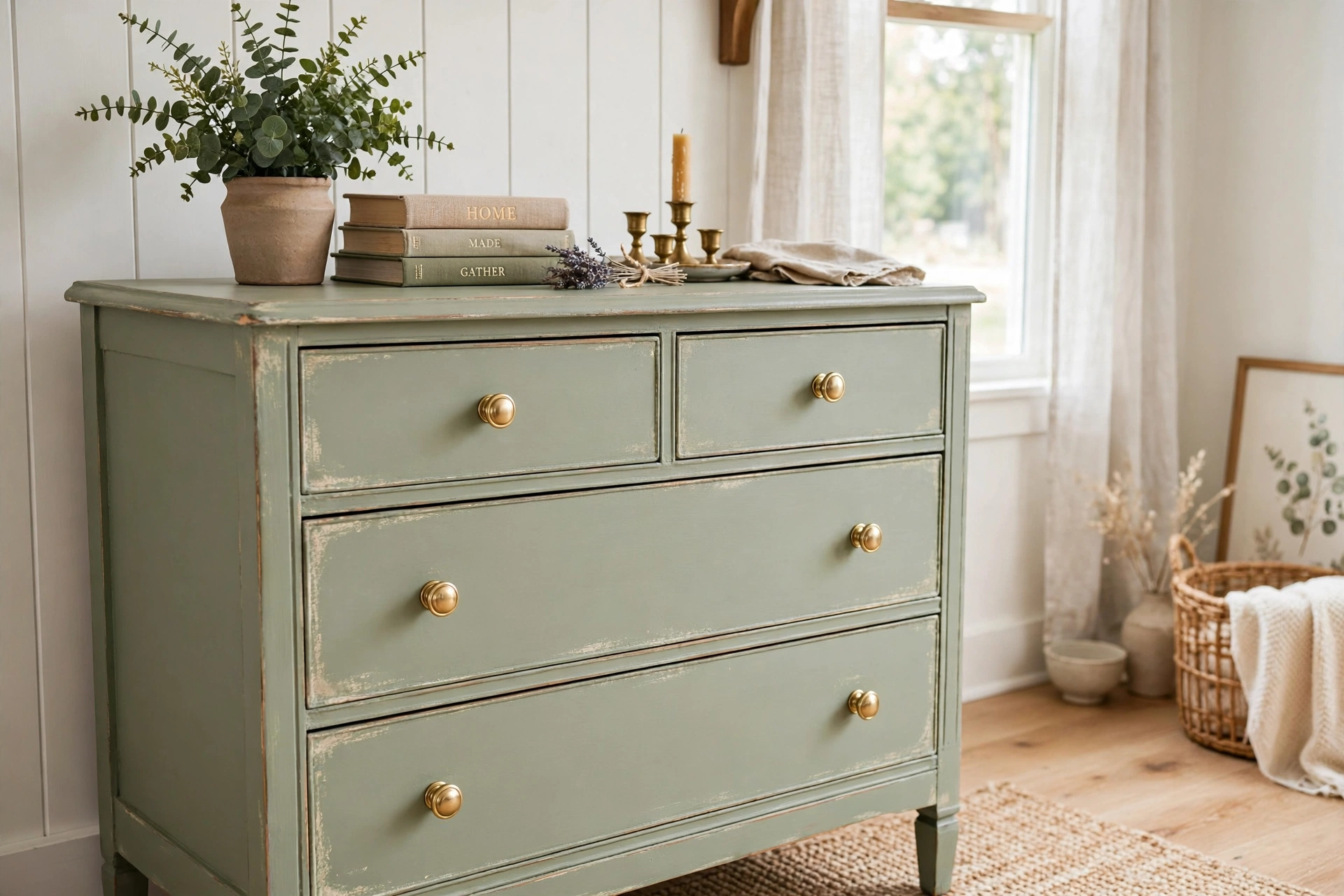 Upcycled furniture project - thrifted dresser transformed with paint